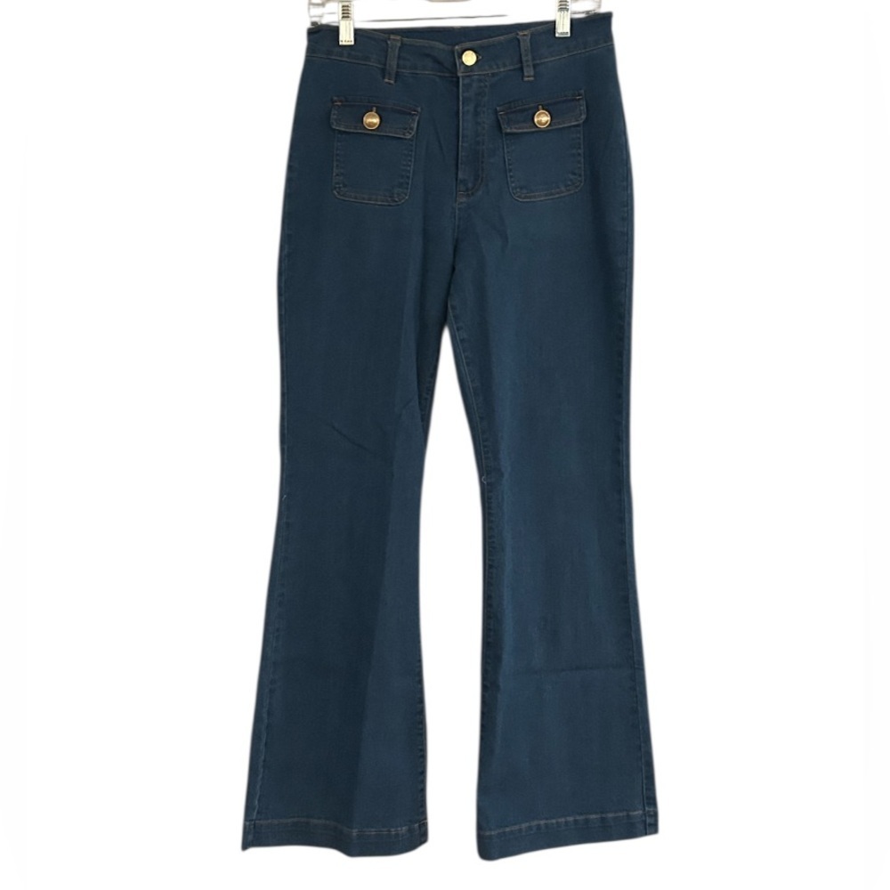Jason Wu Stretch Wide Leg Jeans Size 6 Gold Buttons New Without Tags